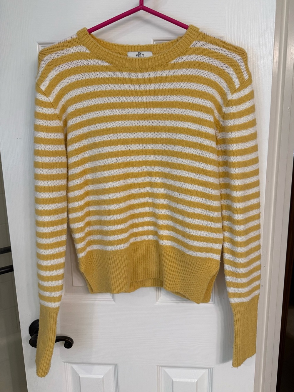 Mustard/white striped sweater